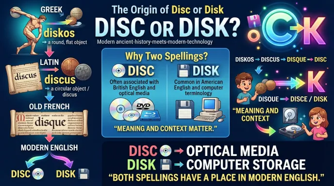 The Origin of Disc or Disk